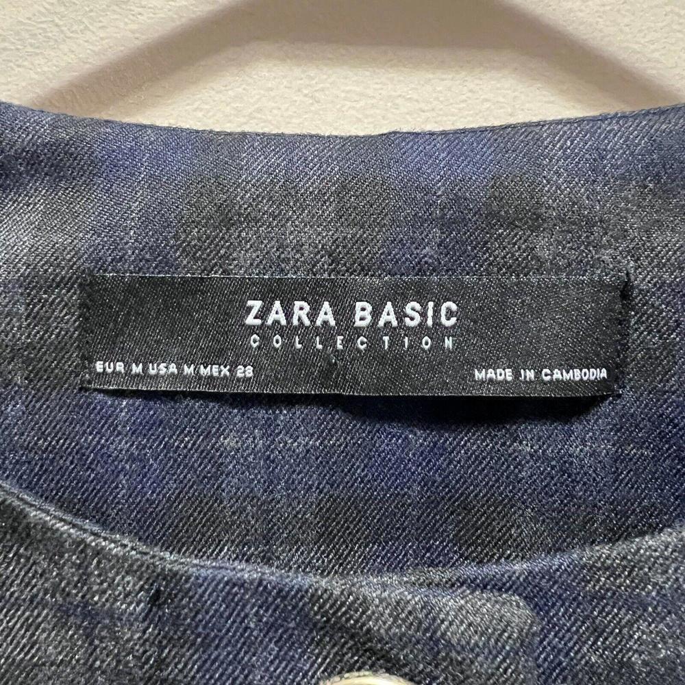 Zara Basic Jacket Medium Blazer Gray Black Blue P… - image 4